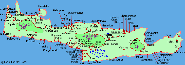 Kreta kaart | Interactieve kaart Kreta | Map of Crete